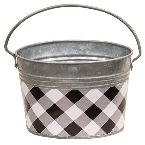 *Black & White Buffalo Check Oval Pail