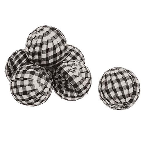 6/Set Black & White Buffalo Check Rag Balls