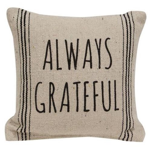 Always Grateful Striped Natural Pillow