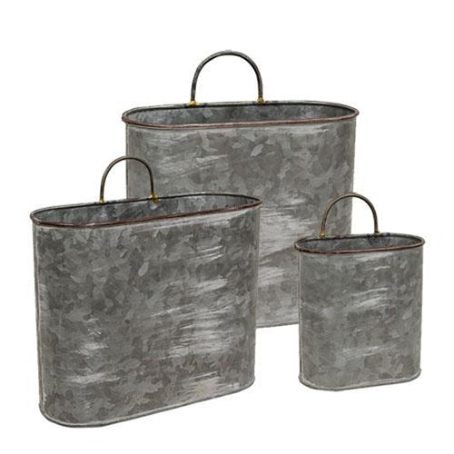 3/Set Galvanized Oval Wall Planters