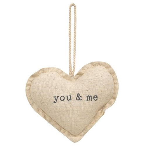 You & Me Fabric Heart Ornament 2 Asstd.