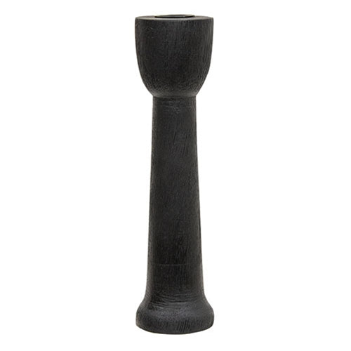 Brushed Black Wood Taper Holder 10"