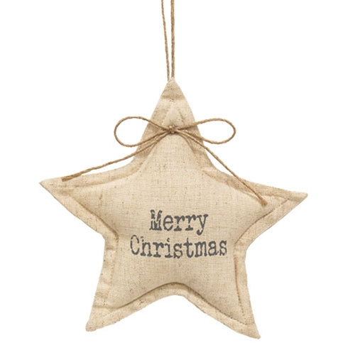 Merry Christmas Natural Star Ornament