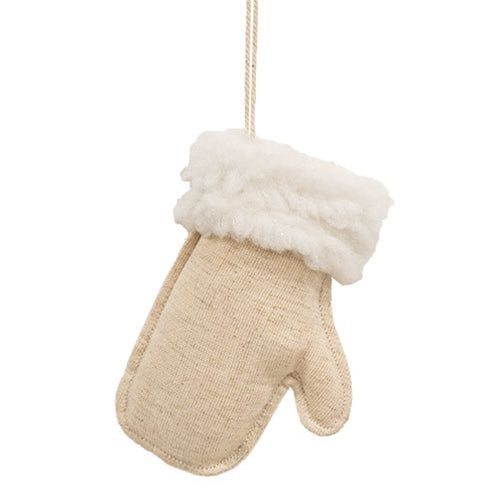 Natural Christmas Mitten Fabric Ornament