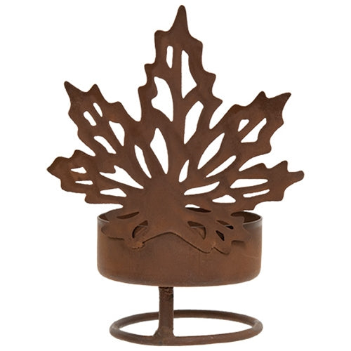 Fall Leaf Rusty Tealight Holder