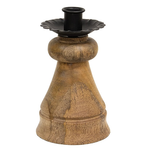 Natural Wood & Metal Cone Spindle Taper Holder - 6.25"