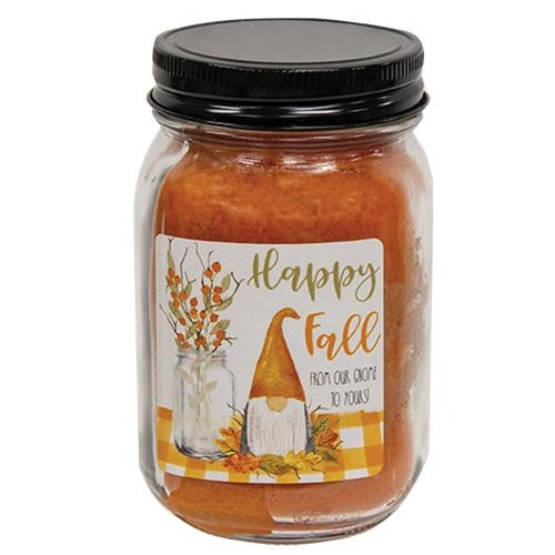 Happy Fall Gnome Pumpkin Pie Pint Jar Candle