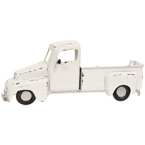 *White Distressed Metal Wall Truck