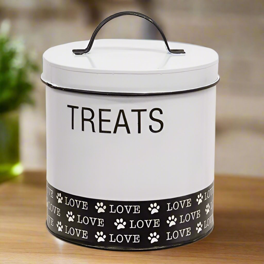 Metal Love Paw "Treats" Container w/Lid