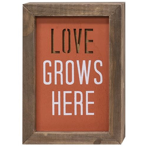 *Love Grows Here Framed Cutout Sign