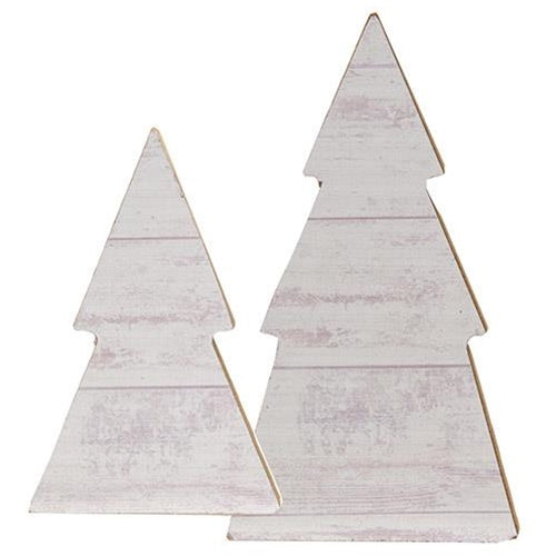 2/Set White Shiplap Christmas Trees