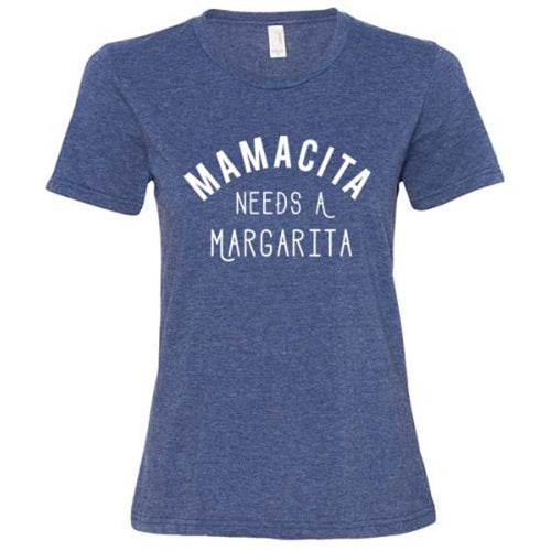 *Mamacita Needs A Margarita T-Shirt Heather Blue Small