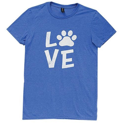 *Paw Print Love T-Shirt Heather Blue Medium