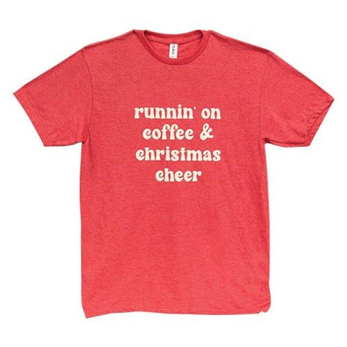 Runnin' On Coffee & Christmas Cheer T-Shirt Heather Red XL