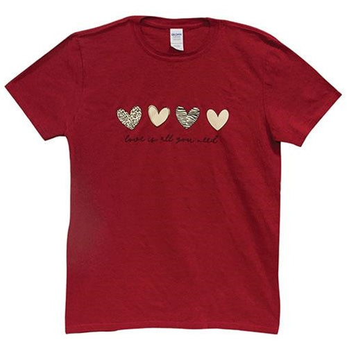 *Love Is All You Need T-Shirt Antique Cherry Red Medium