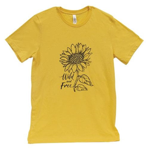 *Wild and Free Sunflower T-Shirt Heather Yellow Gold Large