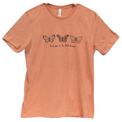 Find Joy In The Little Things Butterfly T-Shirt Heather Sunset XXL