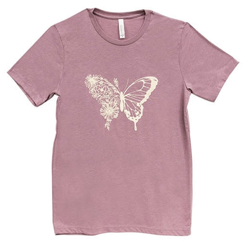 Butterfly Floral T-Shirt Heather Orchid Large