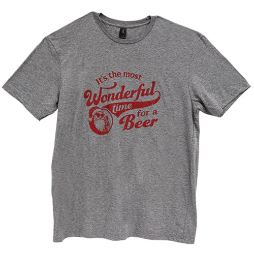 Most Wonderful Time For A Beer T-Shirt - Heather Gray - Medium