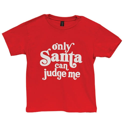 Only Santa Can Judge Me Youth T-Shirt - Red - Large