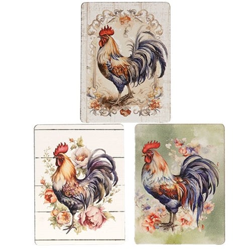 Floral Rooster Magnet 3 Asstd.