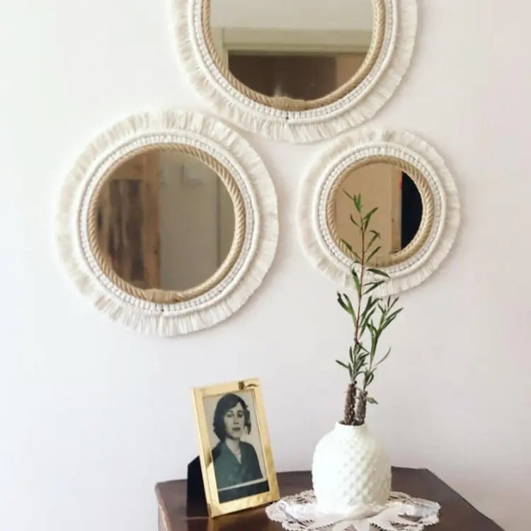 Nordic Hand-Woven Decorative Hanging Mirror