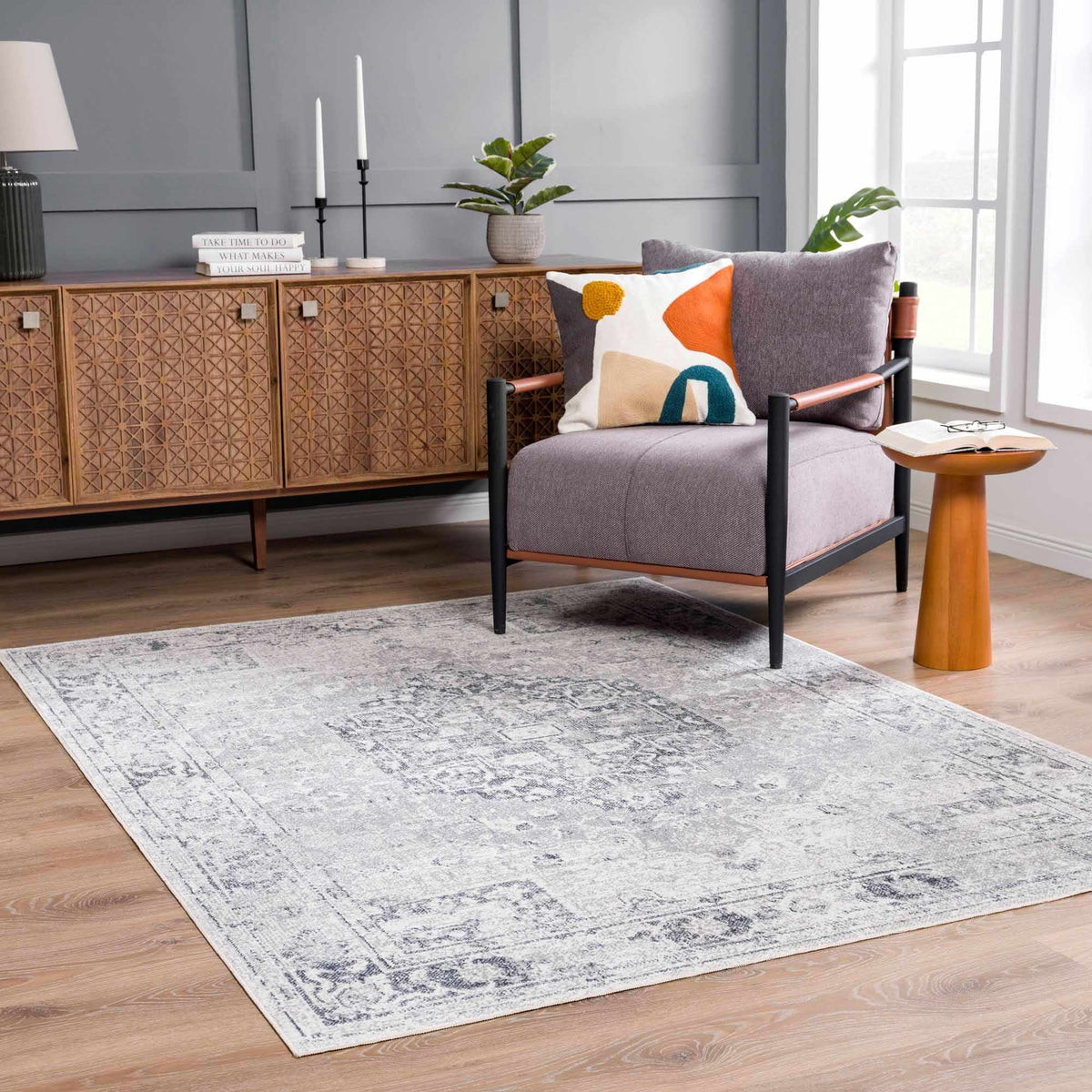 Akram Antrasit Flat Pile Washable Rug
