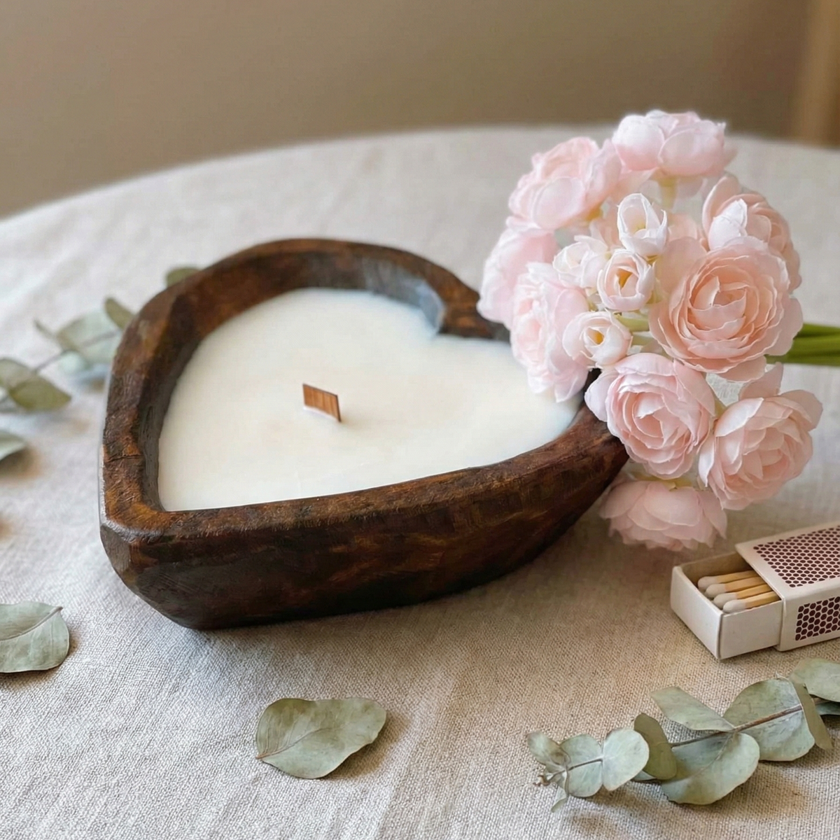 Heart Wood Dough Bowl Soy Candle