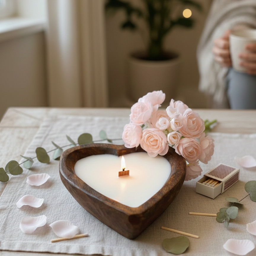 Heart Wood Dough Bowl Soy Candle