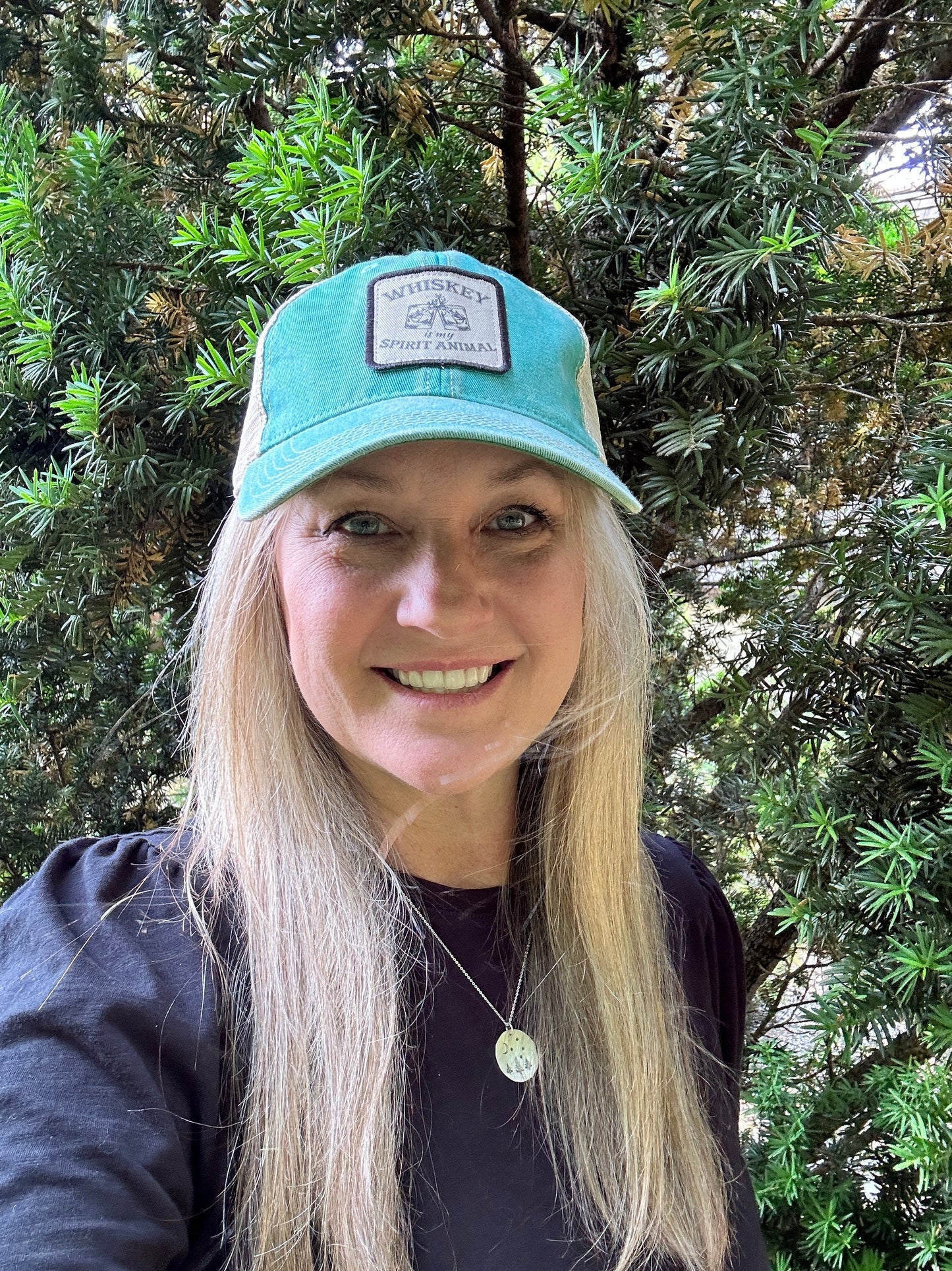 Whiskey Is My Spirit Animal Distressed Snap Back Trucker Hat