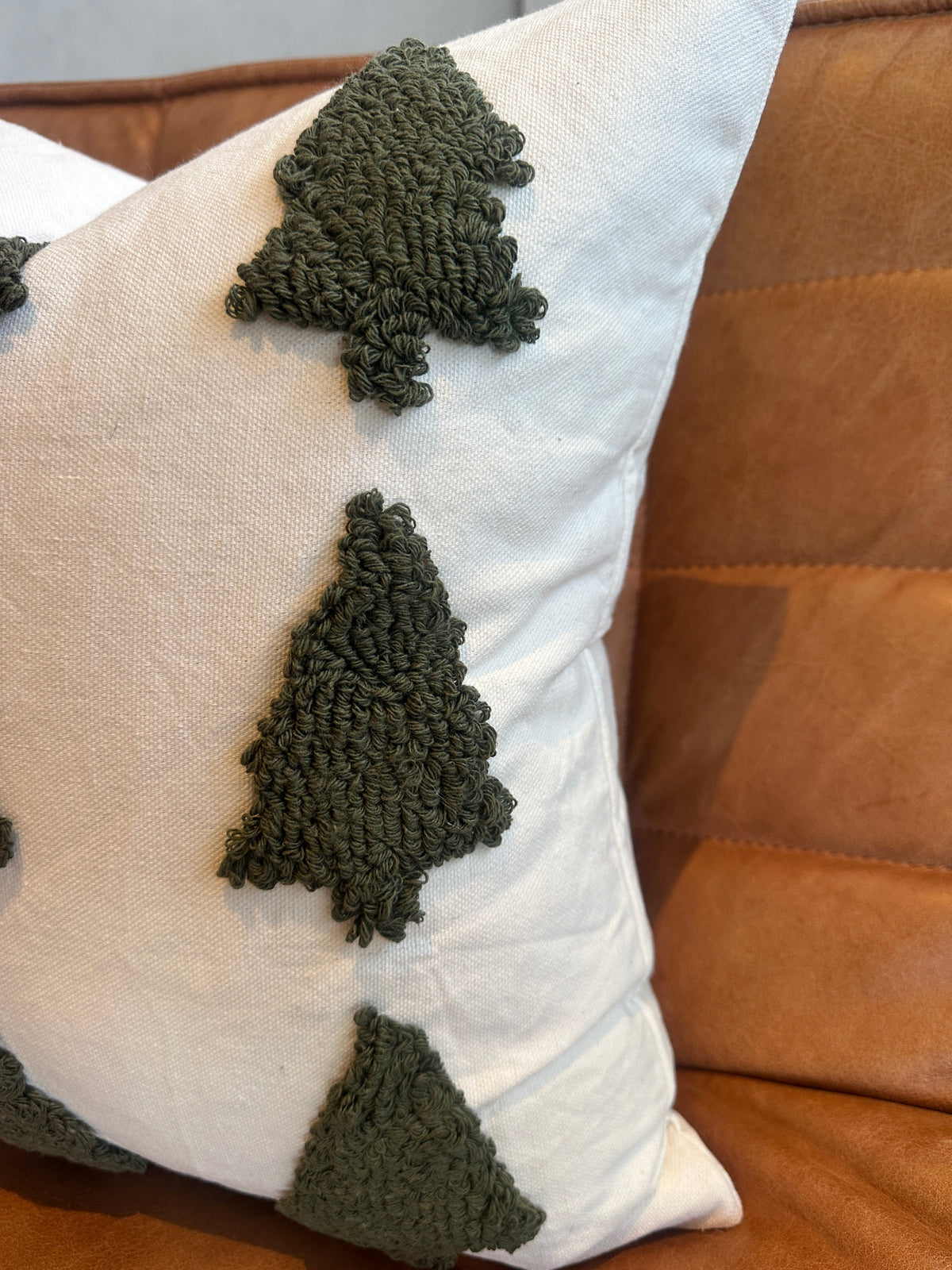 Tufted Christmas Tree Pillow Cover