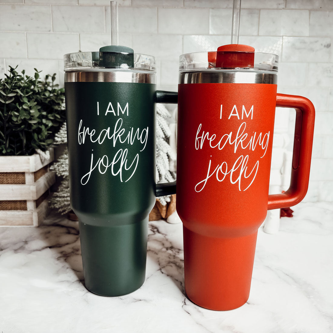 Travel coffee mug for mom
mom travel mug

Jolly tumbler
Holly Jolly Tumbler
