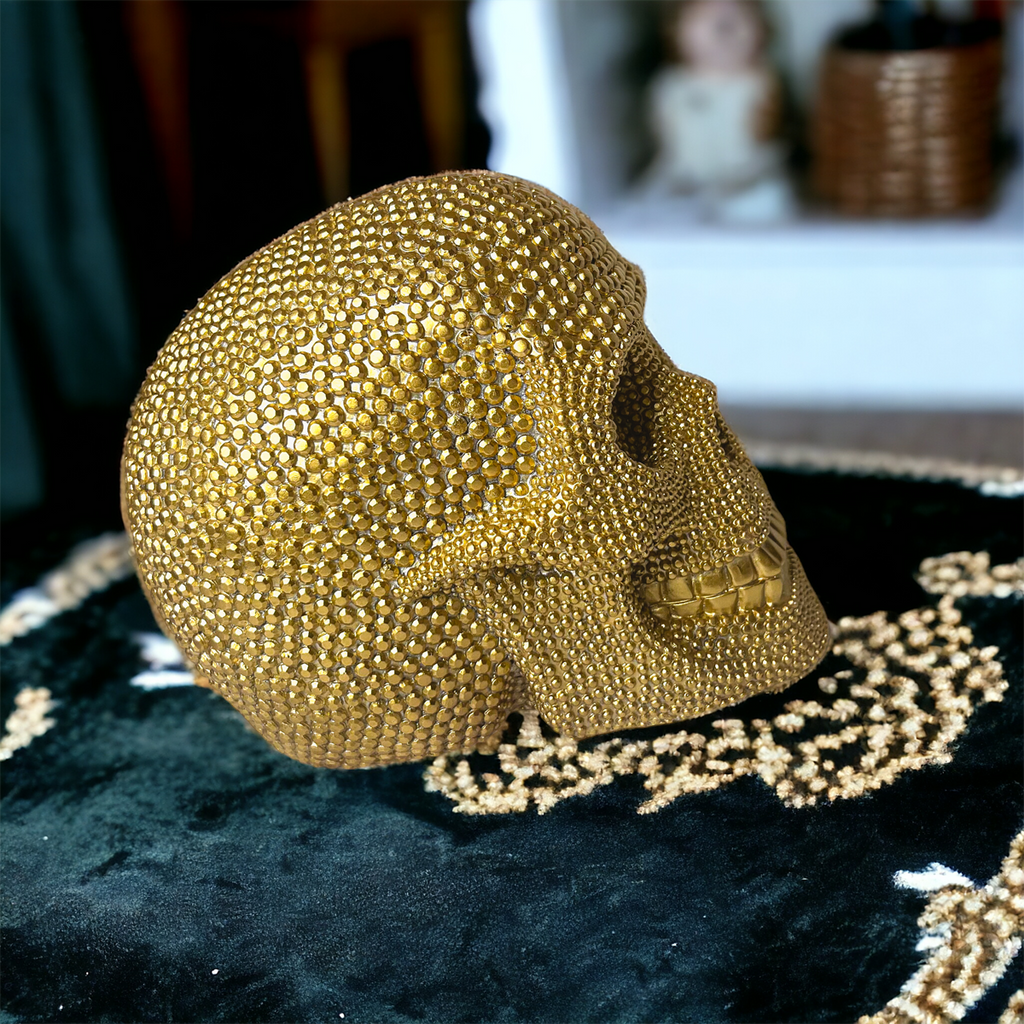 Skull Halloween Figurine in Silver or Gold