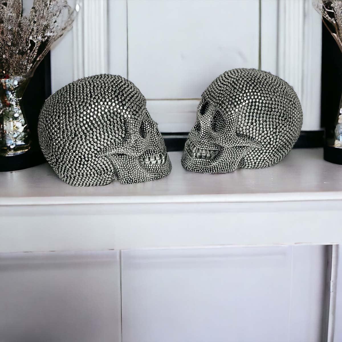 Skull Halloween Figurine in Silver or Gold