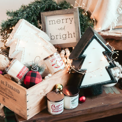 Christmas Tree Pottery Dough Bowl Soy Candle