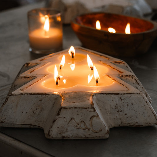 Black Pottery Tree Bowl Candle - Christmas Hearth