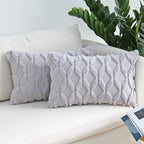 Solid Rectangular Lumbar Plush Throw Pillow Covers 12x20 Pack of 2