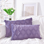 Solid Rectangular Lumbar Plush Throw Pillow Covers 12x20 Pack of 2