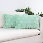 Solid Rectangular Lumbar Plush Throw Pillow Covers 12x20 Pack of 2