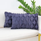 Solid Rectangular Lumbar Plush Throw Pillow Covers 12x20 Pack of 2