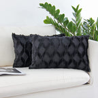 Solid Rectangular Lumbar Plush Throw Pillow Covers 12x20 Pack of 2