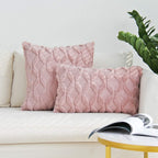 Solid Rectangular Lumbar Plush Throw Pillow Covers 12x20 Pack of 2