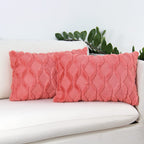 Solid Rectangular Lumbar Plush Throw Pillow Covers 12x20 Pack of 2