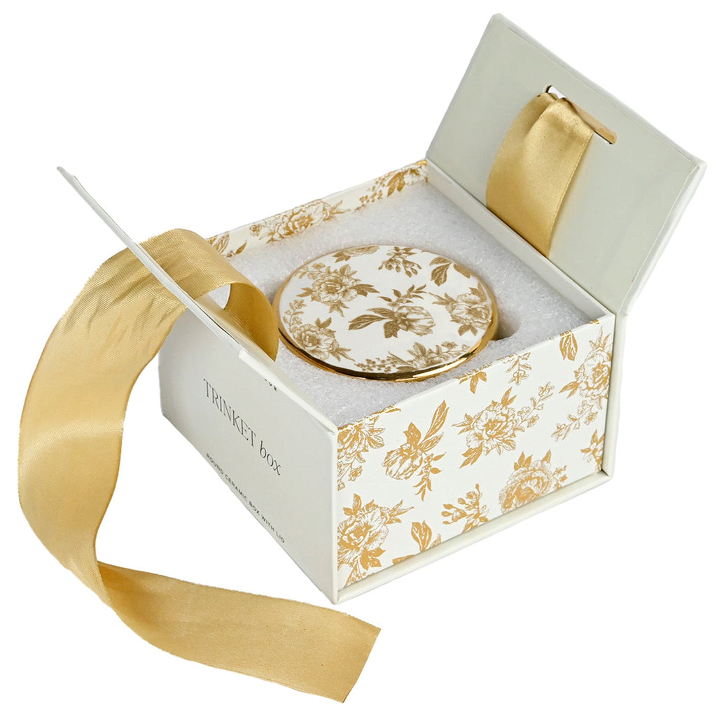 Gold Delft Trinket Dish with Lid