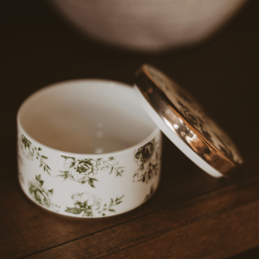 Green Delft Trinket Dish with Lid