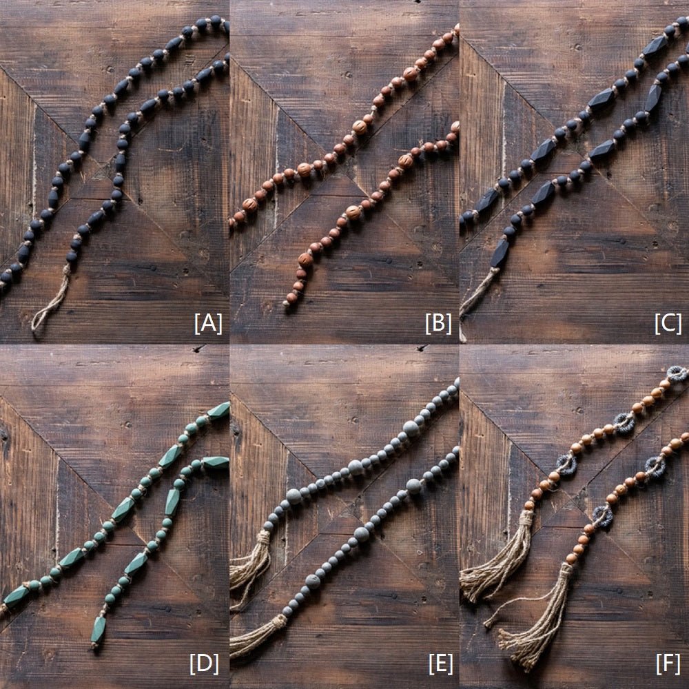 Wood Beaded Curtain Tiebacks — 47–50 in