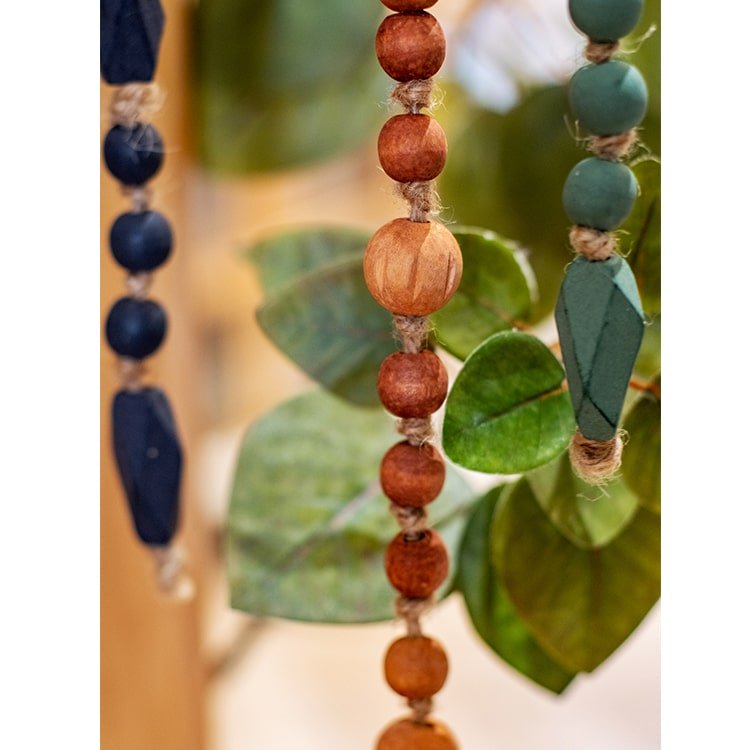 Wood Beaded Curtain Tiebacks — 47–50 in