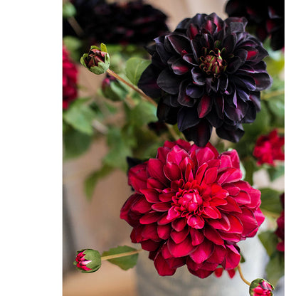 Faux Silk Artificial Blooming Dahlia Stem 29" Tall