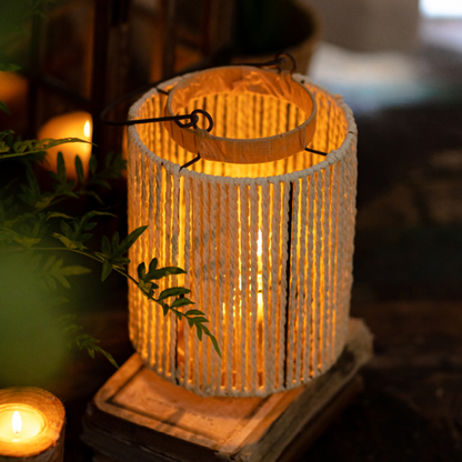 Portable Lantern Candle Holder Rope Paper Lantern