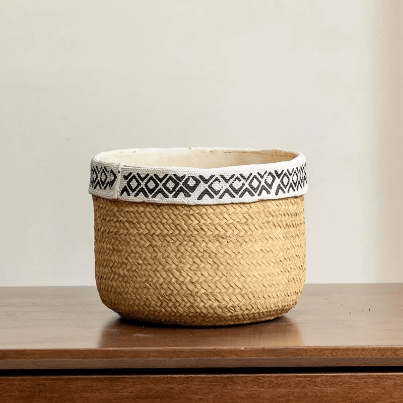 Patterned Rattan Cement Planter
